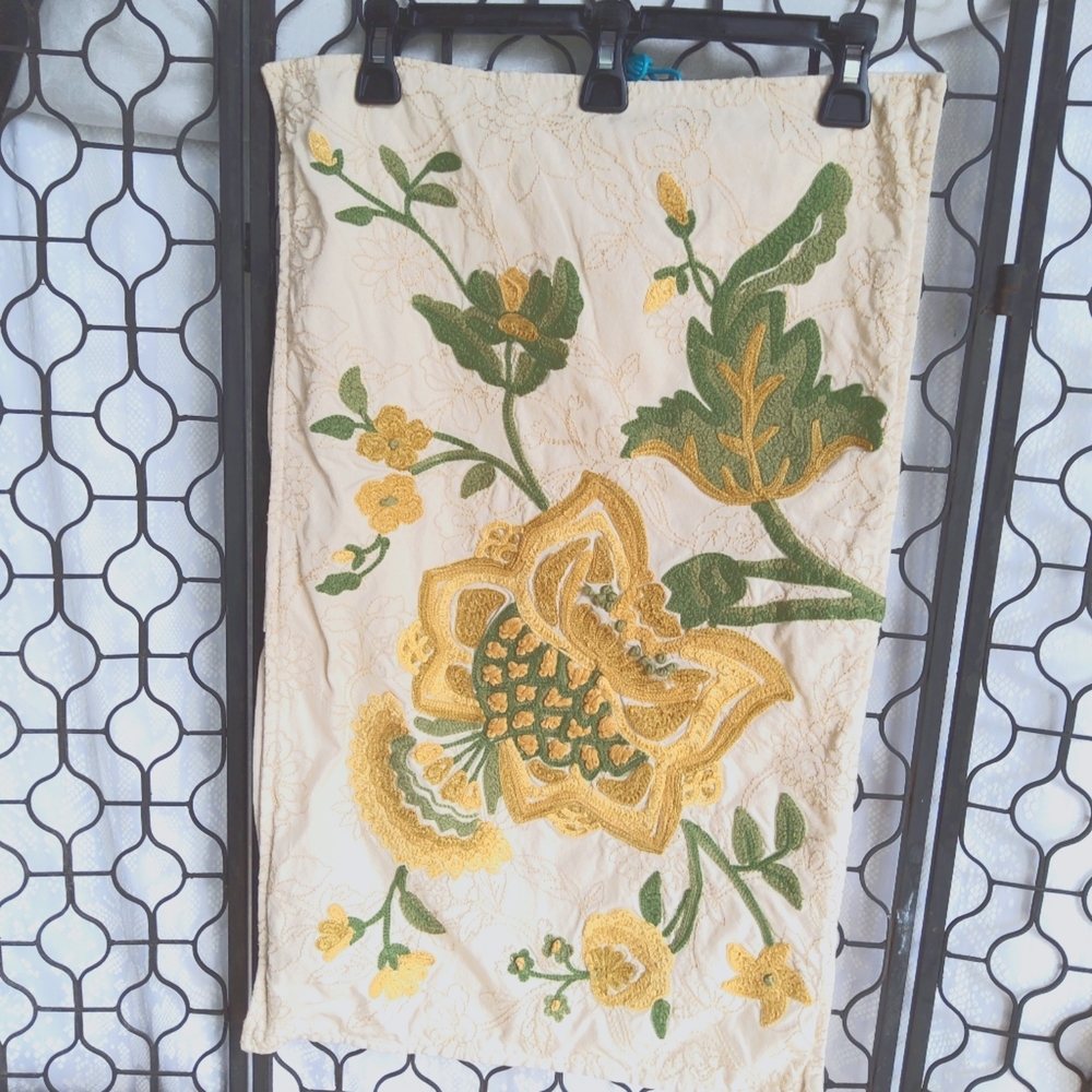 Vintage embroidered pillow cover.